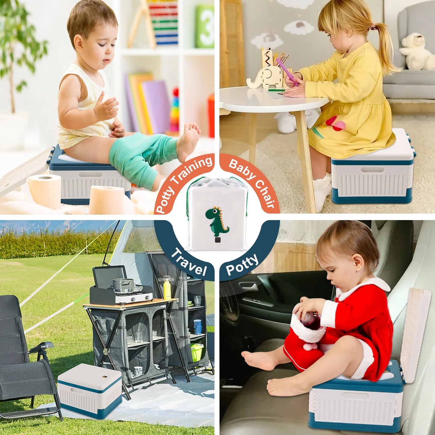 Fabulas Portable Potty for Toddler Travel, Foldable Travel Potty Training Toilet Seat for Kids Boys Girls with 30 Disposable Bags