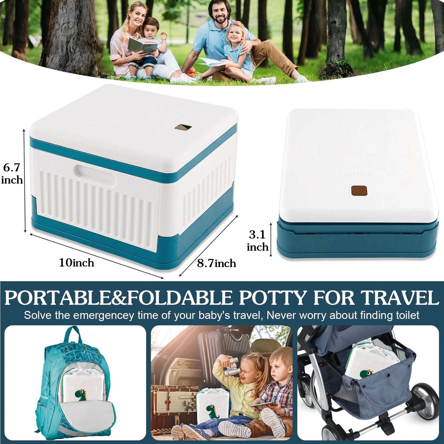 Fabulas Portable Potty for Toddler Travel, Foldable Travel Potty Training Toilet Seat for Kids Boys Girls with 30 Disposable Bags