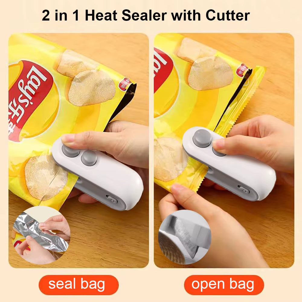 Plastic Bags Sealer Mini Sealing Machine Food Packaging Bag Sealer Portable Heat Bag Sealer Rechargeable Food Bag Thermal Sealer