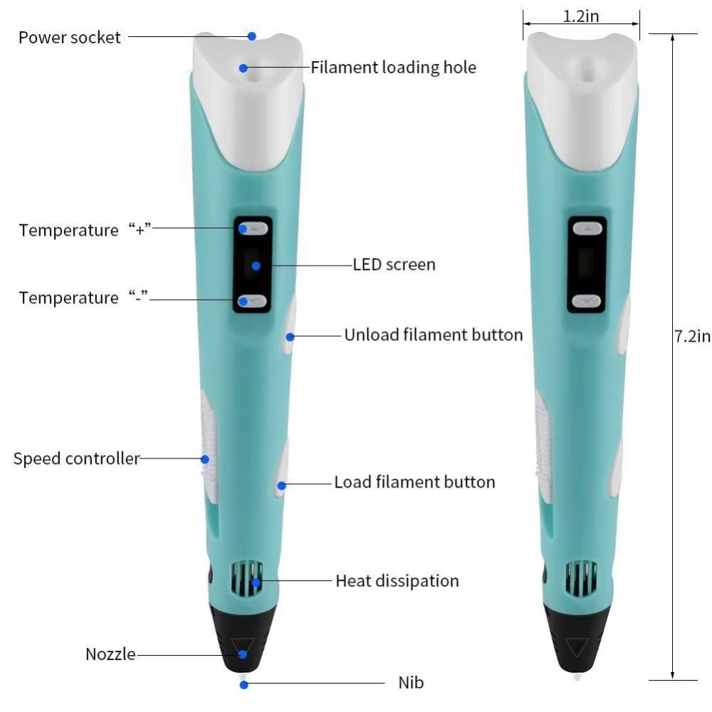 3D Printing Pen 2023 New 3D Pen with PLA Filament for Children Kids Creative DIY Pens Child'S Birthday Gift Christmas