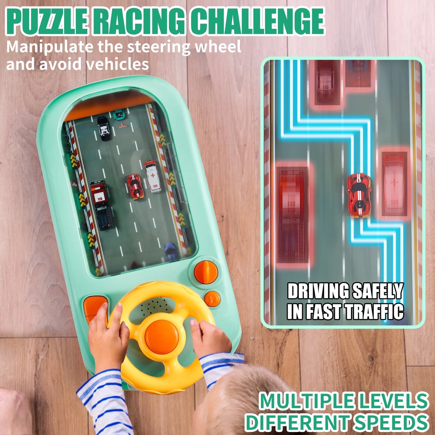 Racing Adventure Car Steering Wheel Toy for Kids Musical Driving Game Toddler Interactive Simulation Toy