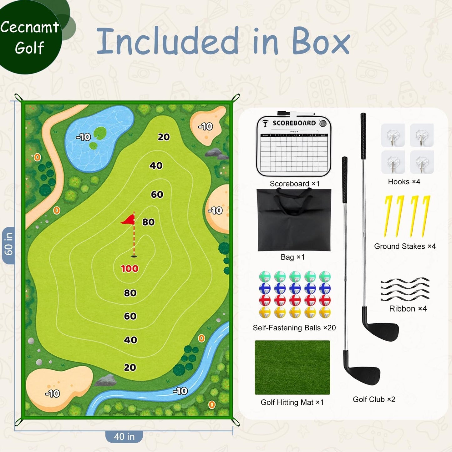 Golf Chipping Game, Battle Golf with 2 Golf Club & Hitting Mat, Chip Sticky P...