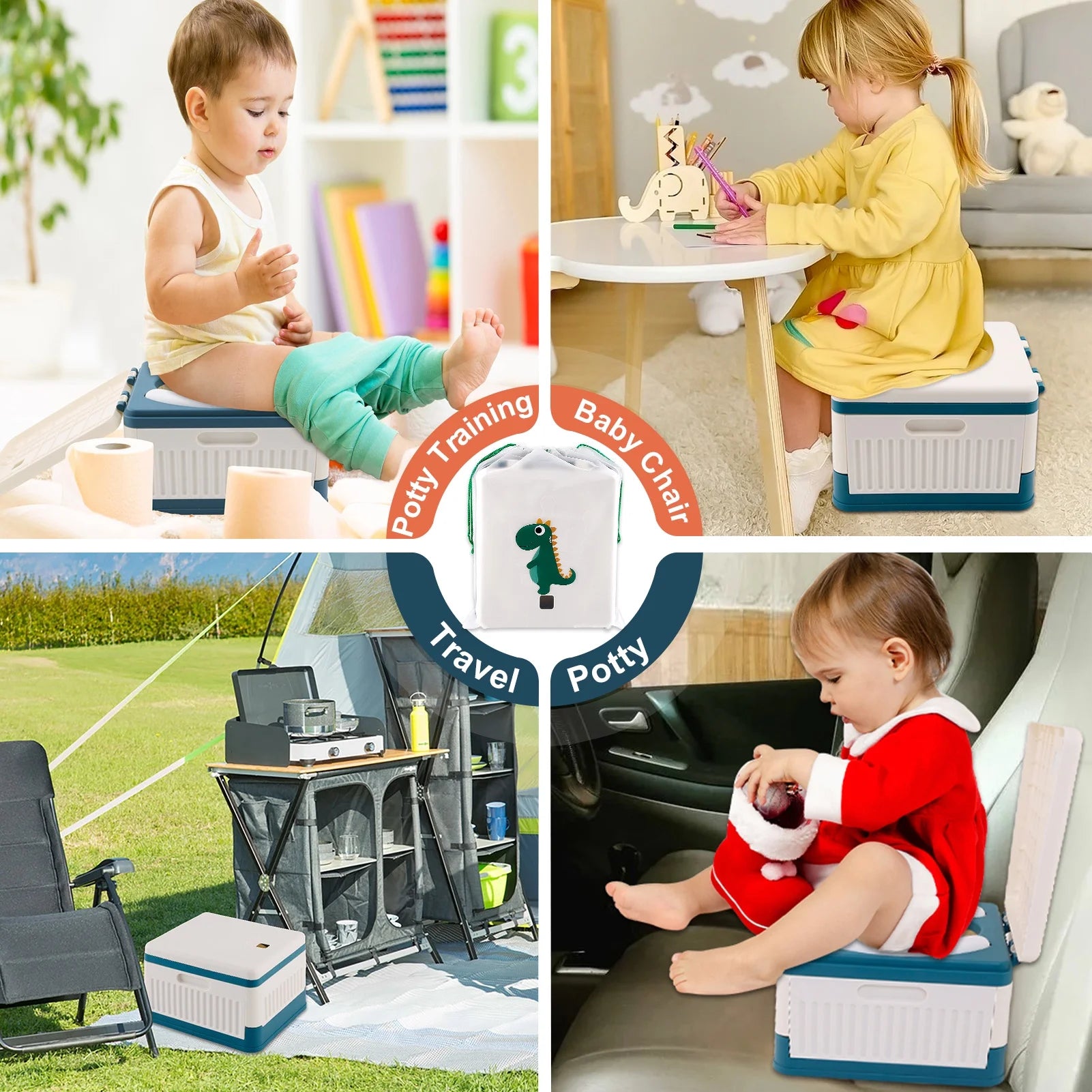 Fabulas Portable Potty for Toddler Travel, Foldable Travel Potty Training Toilet Seat for Kids Boys Girls with 30 Disposable Bags