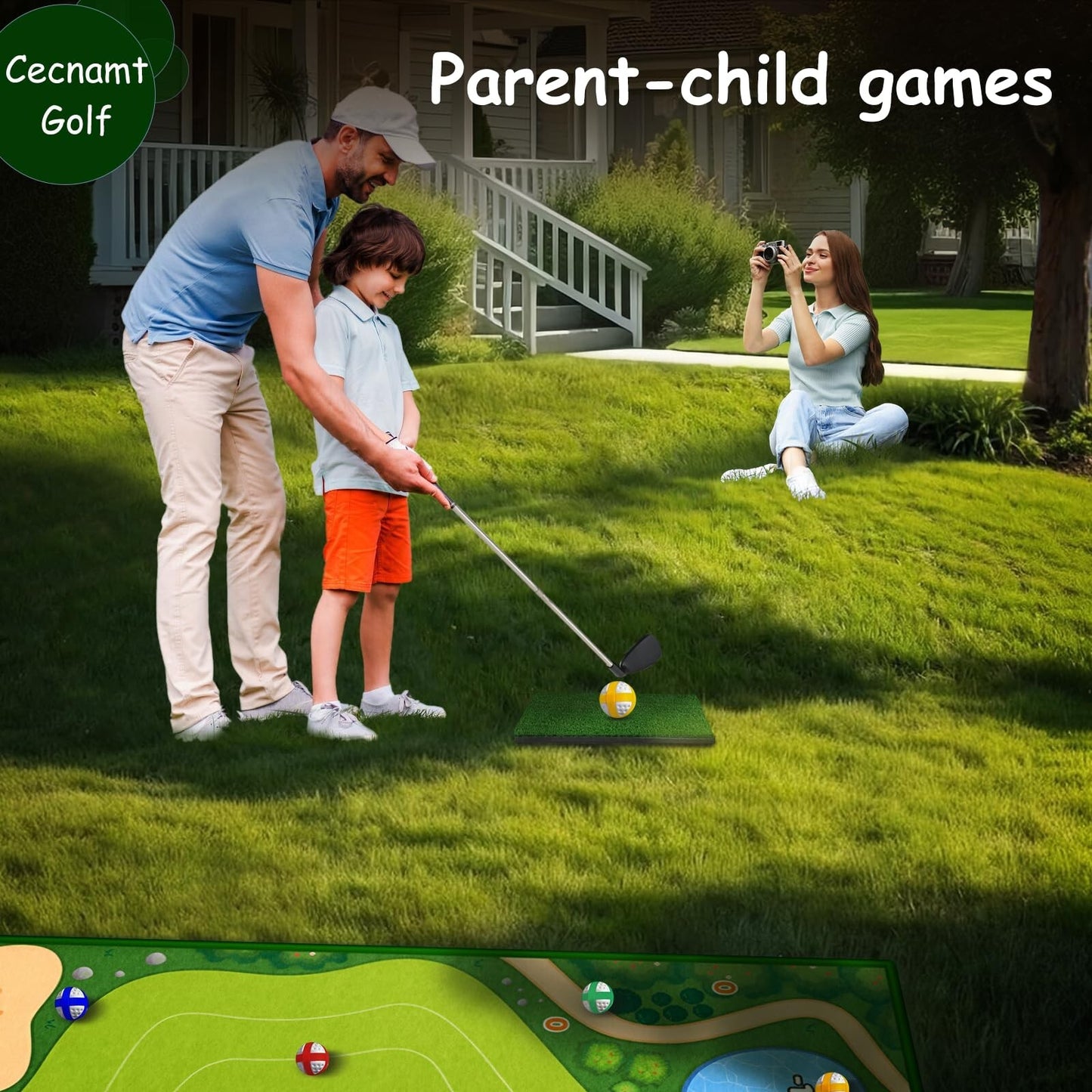 Golf Chipping Game, Battle Golf with 2 Golf Club & Hitting Mat, Chip Sticky P...